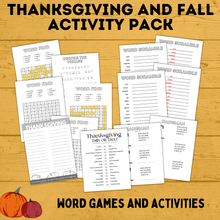 Load image into Gallery viewer, Thanksgiving and Fall Activity Pack for Kids | Fall Activity Pack | Thanksgiving Activity Pack | Thanksgiving Printables | Fall Printables
