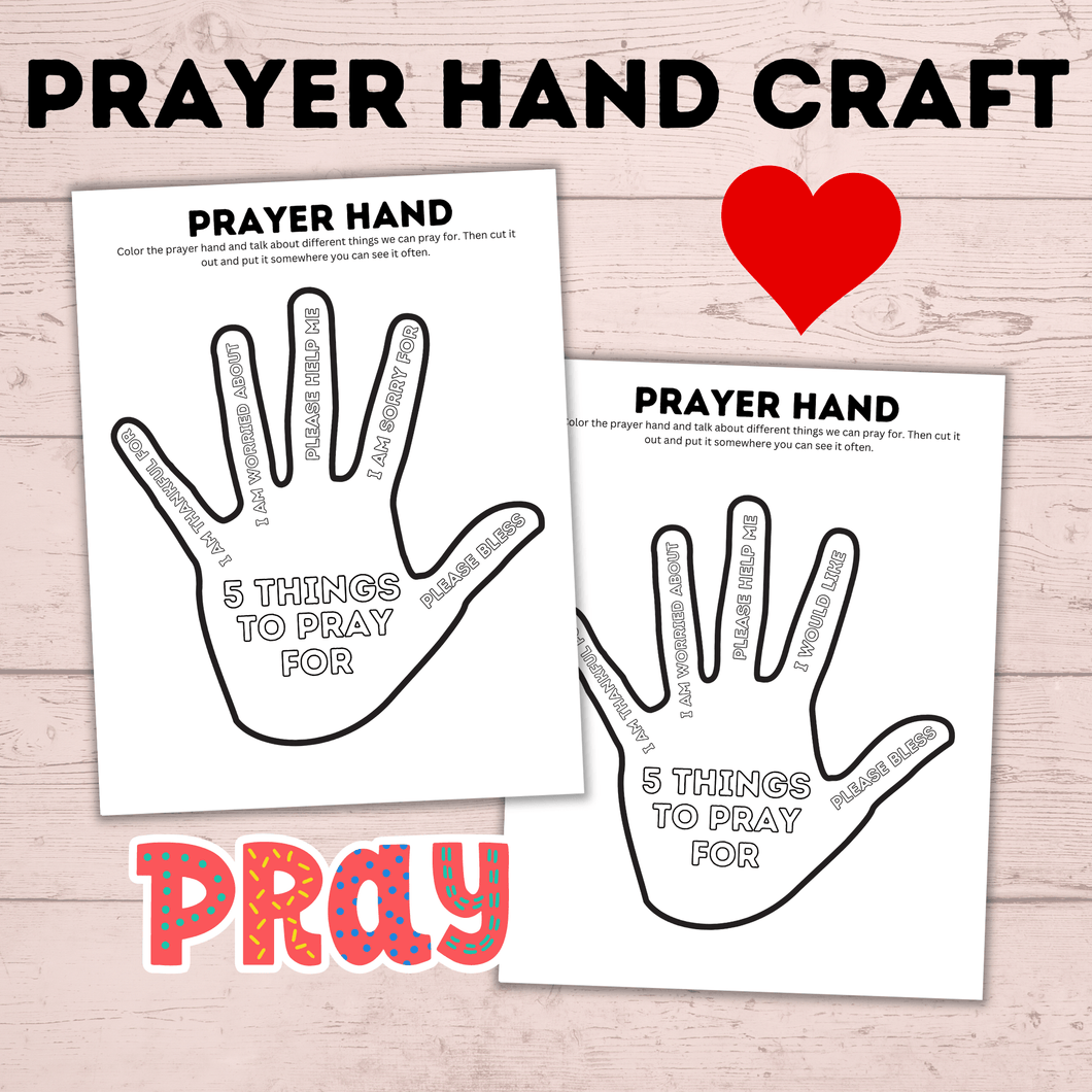 Prayer Hand Craft | Kids Craft | Prayer Craft | Prayer Activities | Crafts for Kids | Toddler Craft | Kids Printables | Sunday School