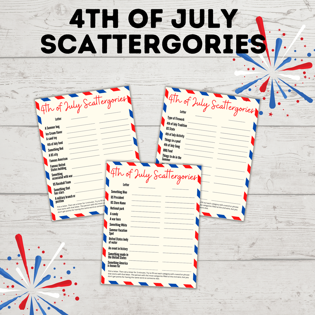 4th of July Scattergories for Kids and Adults | Kids Games
