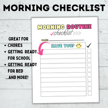 Load image into Gallery viewer, Daily Routine Checklist for Kids | Morning Routine Checklist | Bedtime Routine Checklist | Kids Checklist | Toddler Checklist | Chore Chart
