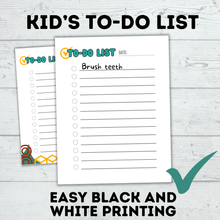 Load image into Gallery viewer, Kid&#39;s To-do List and Checklist | Digital Download | Simple Kid&#39;s Checklist | Daily to-do List | Kid&#39;s List | PDF Download | Daily Routine
