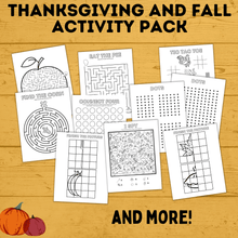 Load image into Gallery viewer, Thanksgiving and Fall Activity Pack for Kids | Fall Activity Pack | Thanksgiving Activity Pack | Thanksgiving Printables | Fall Printables
