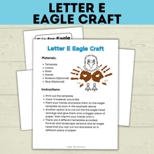 Load image into Gallery viewer, Letter E Eagle Craft for Kids | Toddler Crafts | Preschool Crafts | Letter e crafts | Letter Crafts | Alphabet Crafts | Letter Activities
