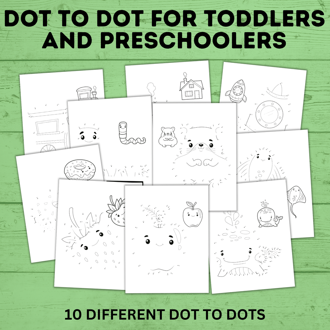Dot to Dot for Toddlers and Preschoolers | Toddler worksheets | Toddler Printables | Preschool