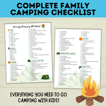 Load image into Gallery viewer, FREE Camping Check List Camping Checklist | Complete Family Camping Checklist | Family Activities | Camping Printable | Kids Printable | kids Checklist
