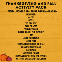 Load image into Gallery viewer, Thanksgiving and Fall Activity Pack for Kids | Fall Activity Pack | Thanksgiving Activity Pack | Thanksgiving Printables | Fall Printables
