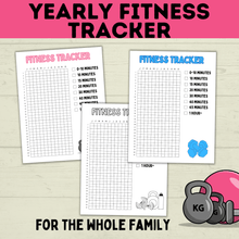 Load image into Gallery viewer, Kid&#39;s Fitness Tracker | Kid&#39;s Exercise Log | Exercise Chart for Kids | Family Exercise Tracker | Exercise Minutes | PE Tracker | Yearly
