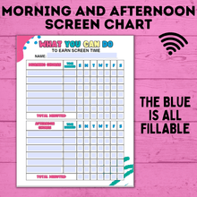 Load image into Gallery viewer, Screen Time Reward Chart Bundle | Kids Chore Chart | Kids Checklist | Chart for Kids | Technology Chart | Screen Time Bucks | Earn Screen
