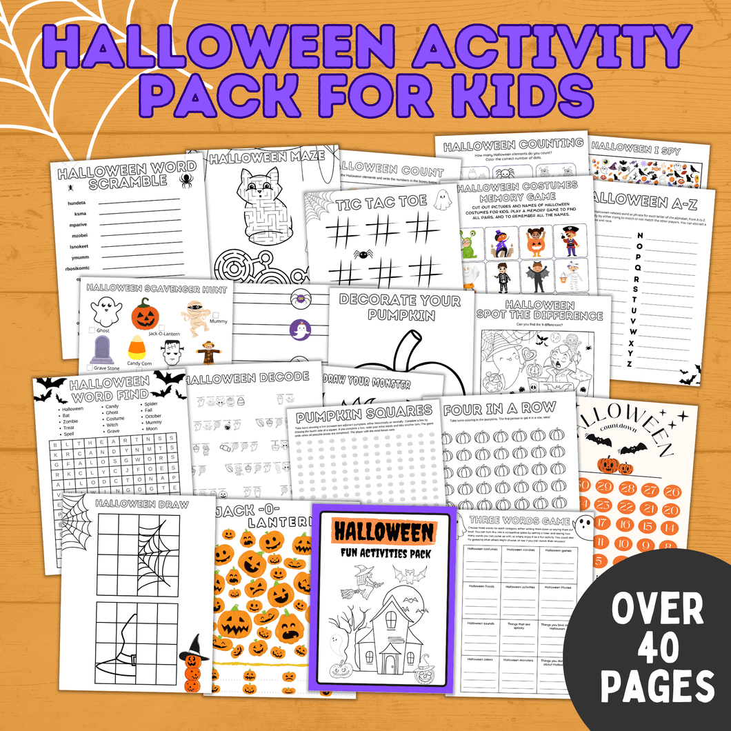 Halloween Activity Pack for Kids | Halloween Games | Halloween Activities | Kids Games | Party Games | Halloween Party | Printable Pack