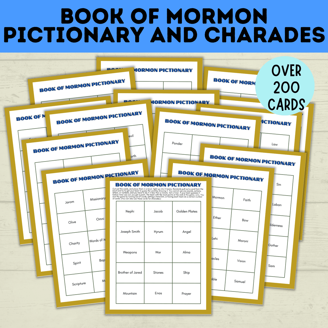 Book of Mormon Pictionary and Charades | Book of Mormon Games | Youth Games | LDS games | Seminary Games | Book of Mormon Lessons | Kids