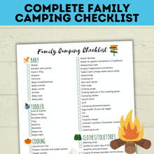 Load image into Gallery viewer, FREE Camping Check List Camping Checklist | Complete Family Camping Checklist | Family Activities | Camping Printable | Kids Printable | kids Checklist
