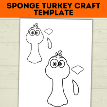 Load image into Gallery viewer, Turkey Craft | Thanksgiving Craft | Sponge Turkey Craft for kids | party Crafts | Classroom Crafts | Thanksgiving Printables | Turkey
