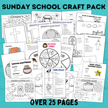 Load image into Gallery viewer, Sunday School Activities | Sunday School Crafts Bundle | Sunday School Lesson | Sunday School Printable | Bible Activities for Kids | VBS |
