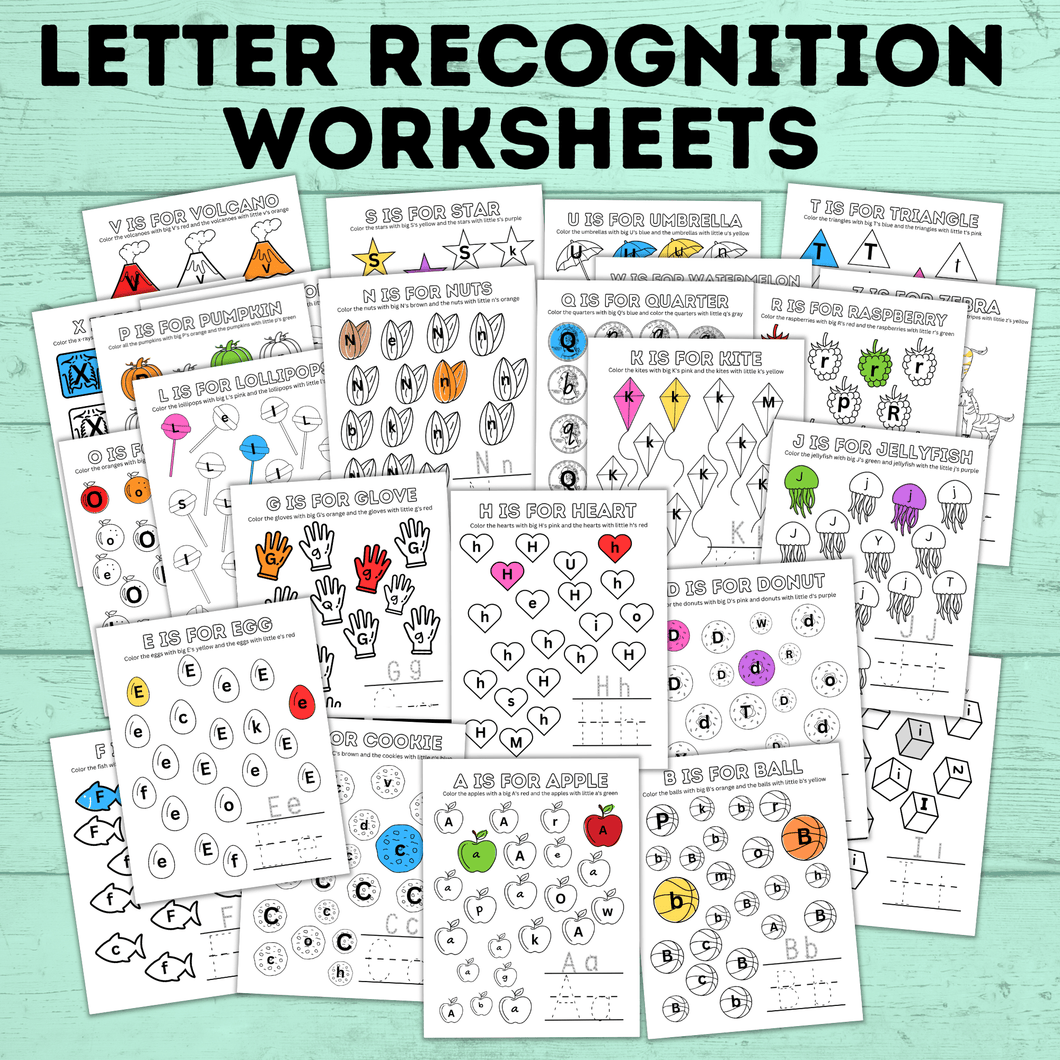 Letter Recognition Worksheets for Preschoolers and Toddlers | Toddler Worksheets | Preschool Worksheets | ABC activities | PDF download