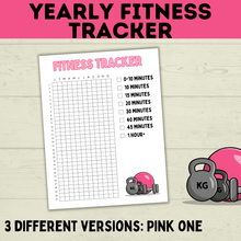 Load image into Gallery viewer, Kid&#39;s Fitness Tracker | Kid&#39;s Exercise Log | Exercise Chart for Kids | Family Exercise Tracker | Exercise Minutes | PE Tracker | Yearly
