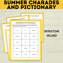 Load image into Gallery viewer, Summer Pictionary for Kids and Family | Summer Charades | Summer Activities | Party Activities | Party Games | Kids Games | Summer Games
