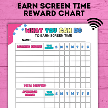 Load image into Gallery viewer, Morning and Afternoon Screen Time Reward Chart for Kids | Chore Chart for Kids | Screen Time Checklist | TV Time | Kids Chart | Computer
