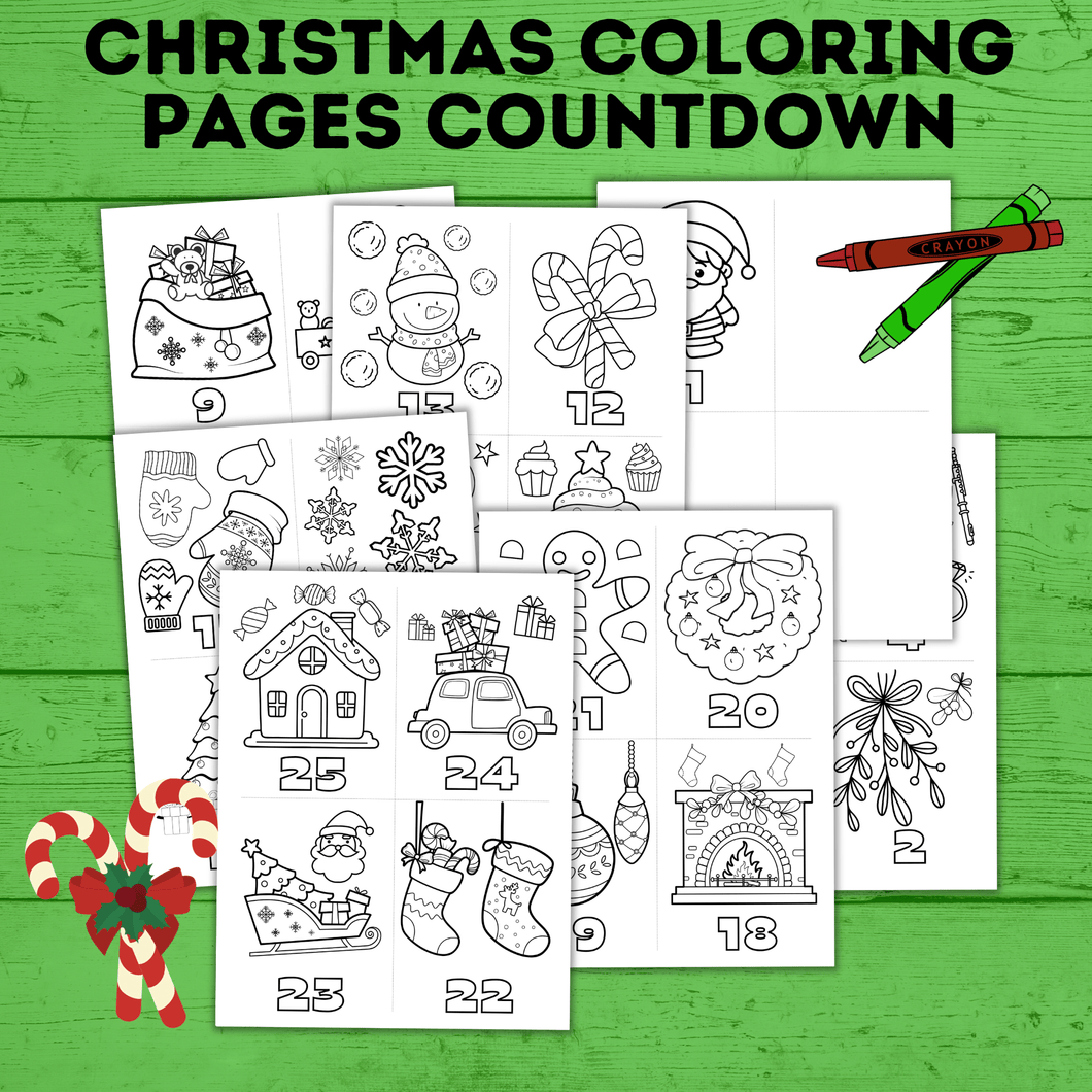 Christmas Countdown Coloring Pages for Kids | Kids Coloring Pages | Christmas Coloring Pages | Christmas Activities | Christmas Crafts