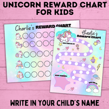 Load image into Gallery viewer, Unicorn Reward Chart for Kids | Sticker Chart for Kids | Toddler Chore Chart
