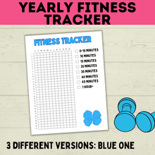 Load image into Gallery viewer, Kid&#39;s Fitness Tracker | Kid&#39;s Exercise Log | Exercise Chart for Kids | Family Exercise Tracker | Exercise Minutes | PE Tracker | Yearly
