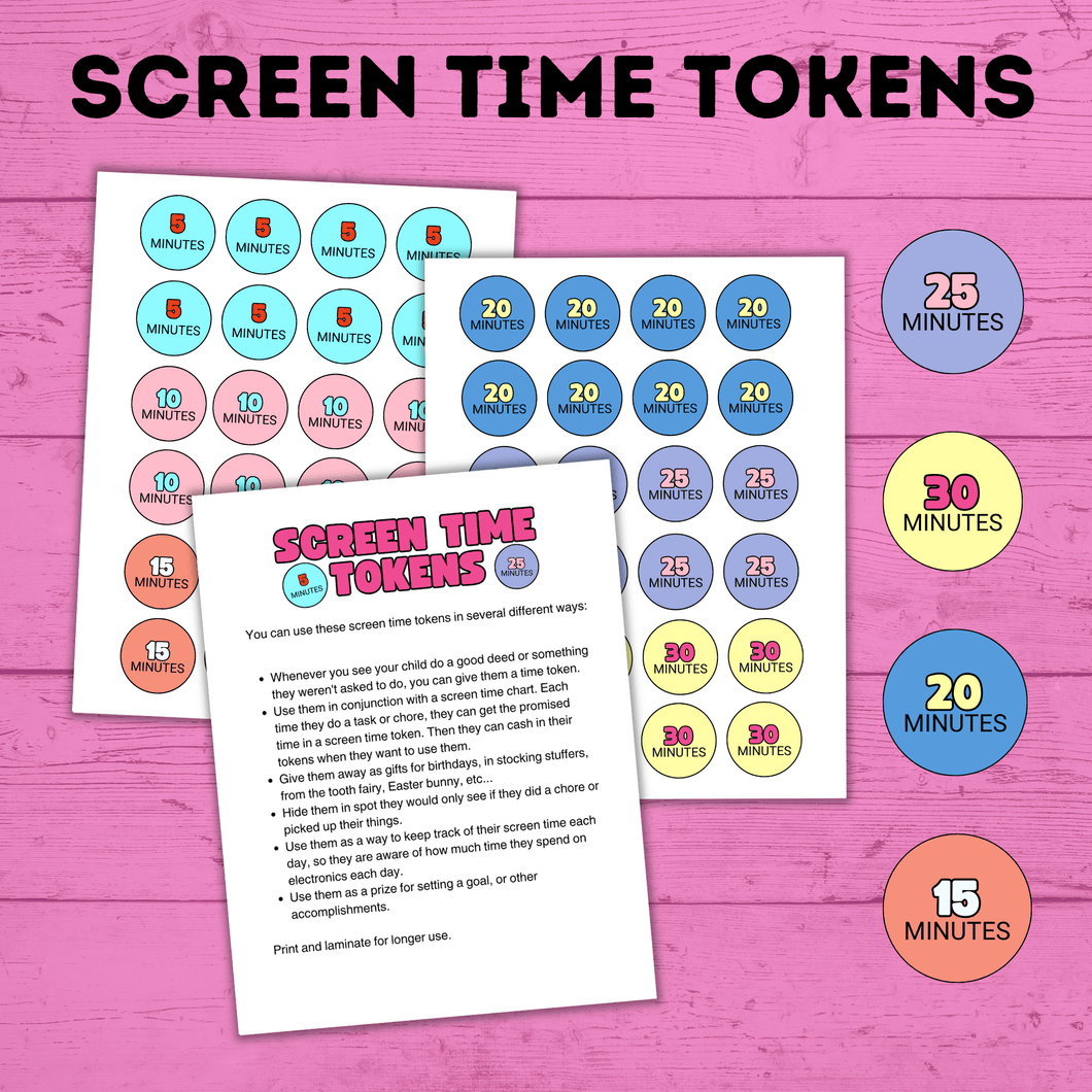 Screen Time Rewards | Screen Time Tokens | Screen Time Bucks | Screen Time Chart | Reward Tokens | Reward Coins | Screen Time Coins |