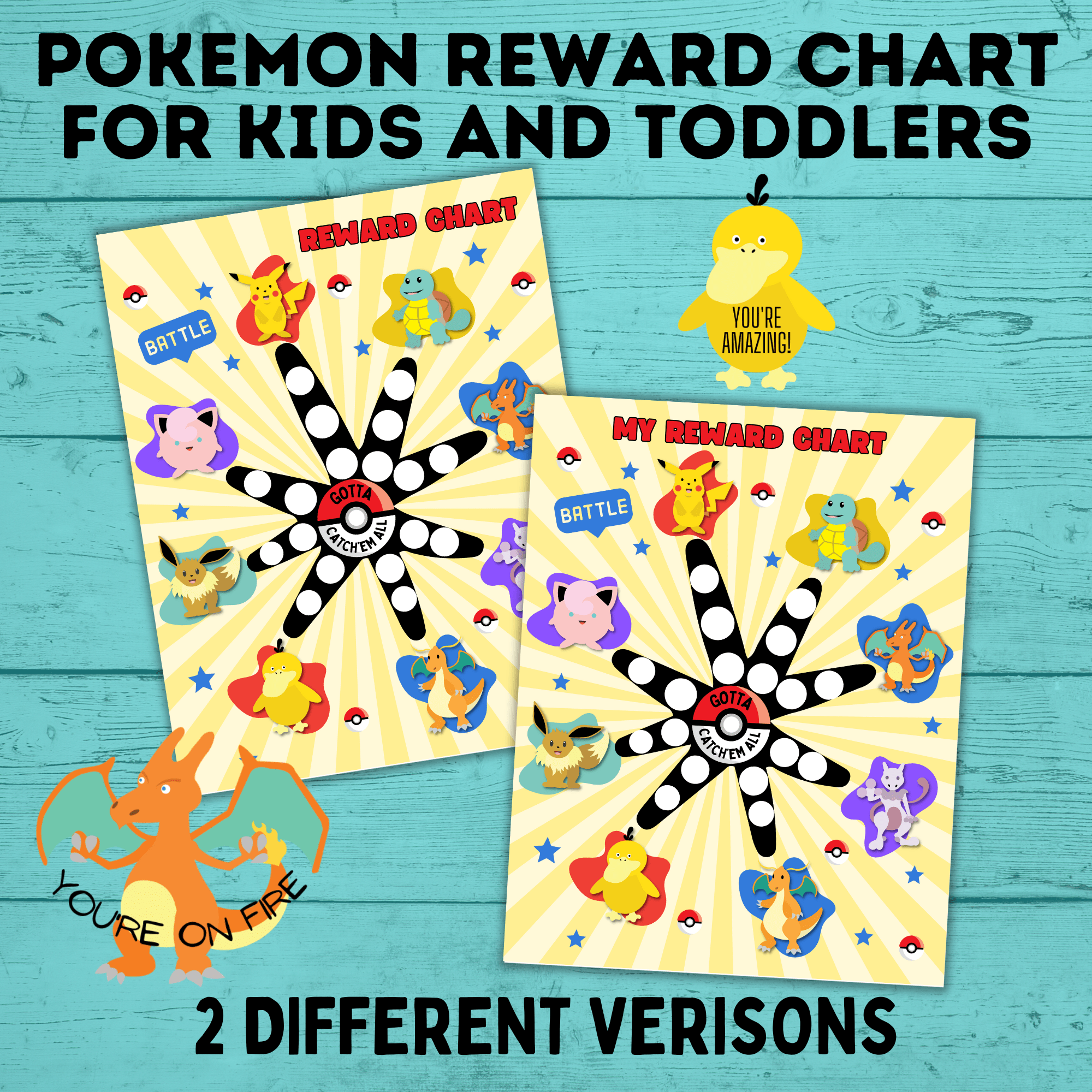 Pokemon Sticker Reward Pokemon Reward Chart for Kids and Toddlers | Reward Chart | Chore Char ...