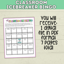 Load image into Gallery viewer, Classroom Bingo | Back to School Bingo | Getting to Know You Bingo | Human Bingo | Ice Breaker Games for Kids | Back to School Games
