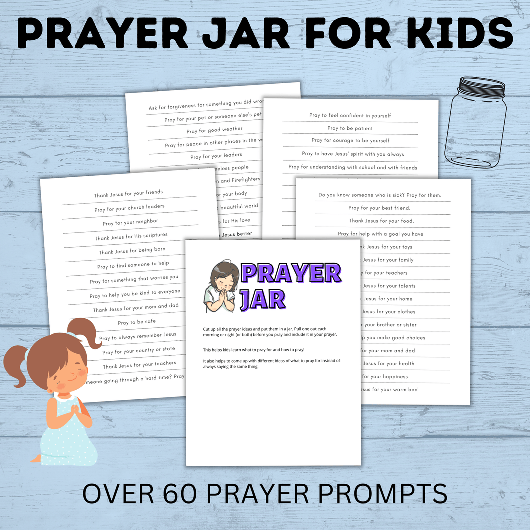 Prayer Jar for Kids | Prayer Craft for Kids | Prayer Activities | Prayer Printable | Church Activities | Church Worksheets | Printables