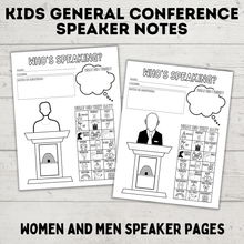 Load image into Gallery viewer, General Conference Speaker Notes for Kids | General Conference Activity Pages | Kids Activity Pages | PDF Download | Conference Printables
