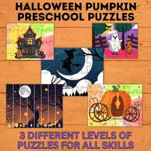 Load image into Gallery viewer, Pumpkin Halloween Puzzles for Preschoolers | Preschool Puzzles | Preschool Activities | Toddler Puzzles | Toddler Printable | Digital Puzzle
