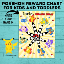 Load image into Gallery viewer, Pokemon Reward Chart for Kids and Toddlers | Reward Chart | Chore Chart | Kids Chart | Potty Training Chart | Instant Download | PDF
