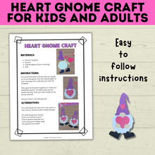 Load image into Gallery viewer, Gnome Craft for Kids | Adult Crafts | Valentine&#39;s Day Craft | Kids Crafts | Heart Template | Toddler Craft | Gnome template | Valentine&#39;s
