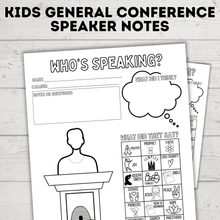 Load image into Gallery viewer, General Conference Speaker Notes for Kids | General Conference Activity Pages | Kids Activity Pages | PDF Download | Conference Printables
