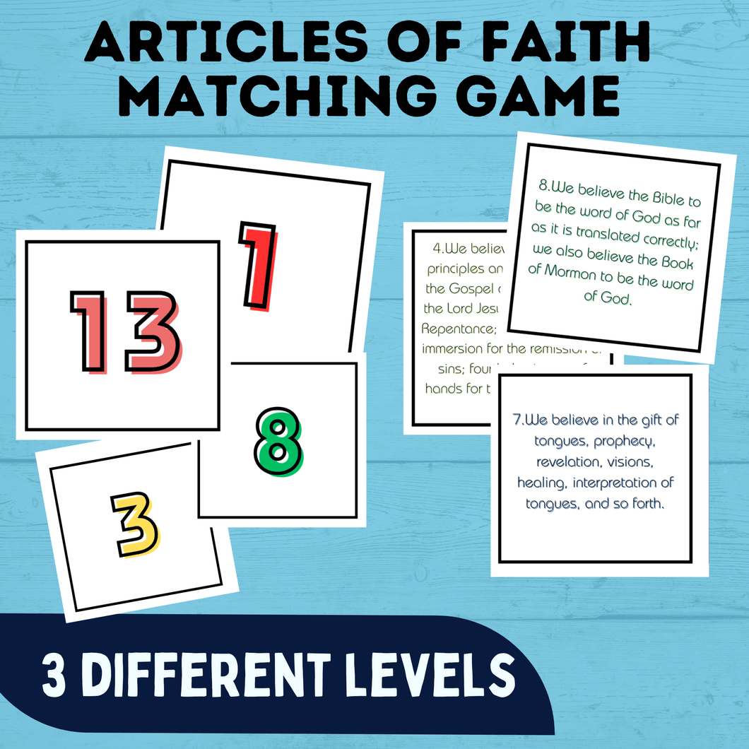 Articles of Faith Matching Game for Families | FHE Game | Articles of Faith Game | Match game for kids | Articles of Faith Printable