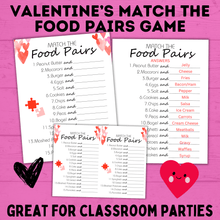 Load image into Gallery viewer, Valentine&#39;s Day Games | Valentine&#39;s Day Match Game | Food Pairs Game | Classroom Party Game | Valentine&#39;s Day Party | Kids Printables
