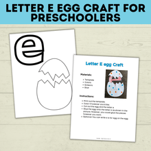 Load image into Gallery viewer, Letter E Egg Craft for Kids | Kids Crafts | Toddler Crafts | Preschool Crafts | Letter Crafts | Alphabet Crafts | PDF download |
