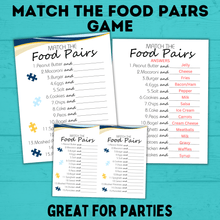 Load image into Gallery viewer, Food Pairs Game | Match the Food Pairs | Kids Games | Kids Activities | Party Games | Kids Printables | Birthday Party Game
