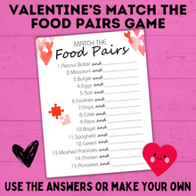 Load image into Gallery viewer, Valentine&#39;s Day Games | Valentine&#39;s Day Match Game | Food Pairs Game | Classroom Party Game | Valentine&#39;s Day Party | Kids Printables
