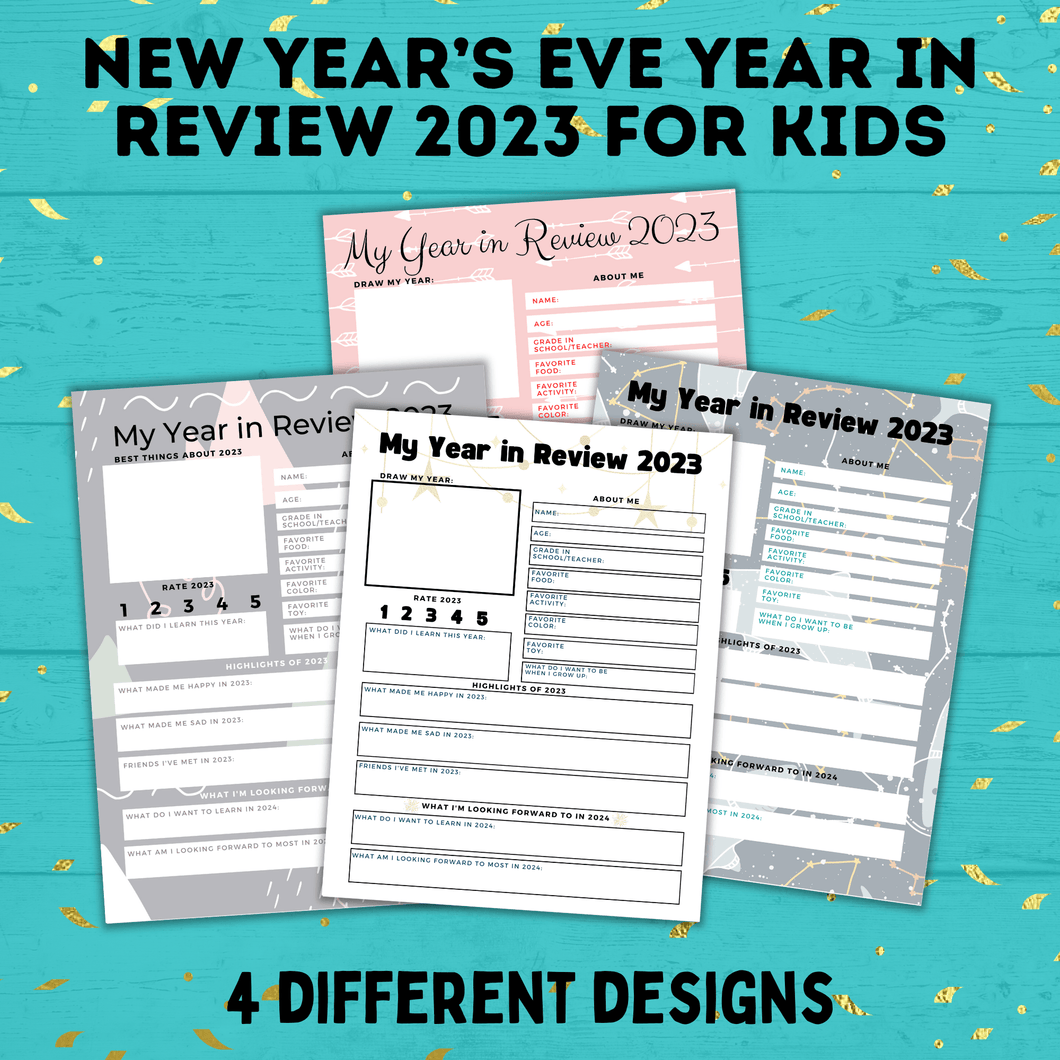 2023 Time Capsule Sheets | New Year's Eve Printable | New Year's Eve Game | My Year in Review 2023 | PDF Download | Kids Questions