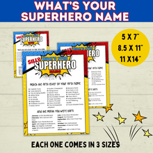 Load image into Gallery viewer, Superhero Name Game Printable Instant Digital Download | Superhero Party | Superhero Game | Name Game for Kids | Birthday Party Games
