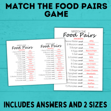 Load image into Gallery viewer, Food Pairs Game | Match the Food Pairs | Kids Games | Kids Activities | Party Games | Kids Printables | Birthday Party Game
