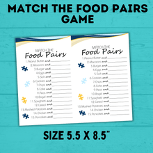 Load image into Gallery viewer, Food Pairs Game | Match the Food Pairs | Kids Games | Kids Activities | Party Games | Kids Printables | Birthday Party Game
