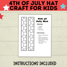 Load image into Gallery viewer, 4th of July Craft for Kids | Patriotic Hat for Kids | Kids Craft | Toddler Craft | Independence Day Craft | Hat Craft | PDF download
