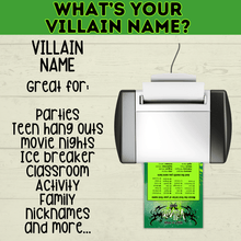 Load image into Gallery viewer, What&#39;s Your Villain Name Game? Kid&#39;s Birthday Party Games | Halloween Games for Kids | PDF Digital Download
