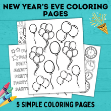 Load image into Gallery viewer, New Year&#39;s Eve Coloring Pages for Kids | New Year&#39;s Eve Activities | Coloring Pages
