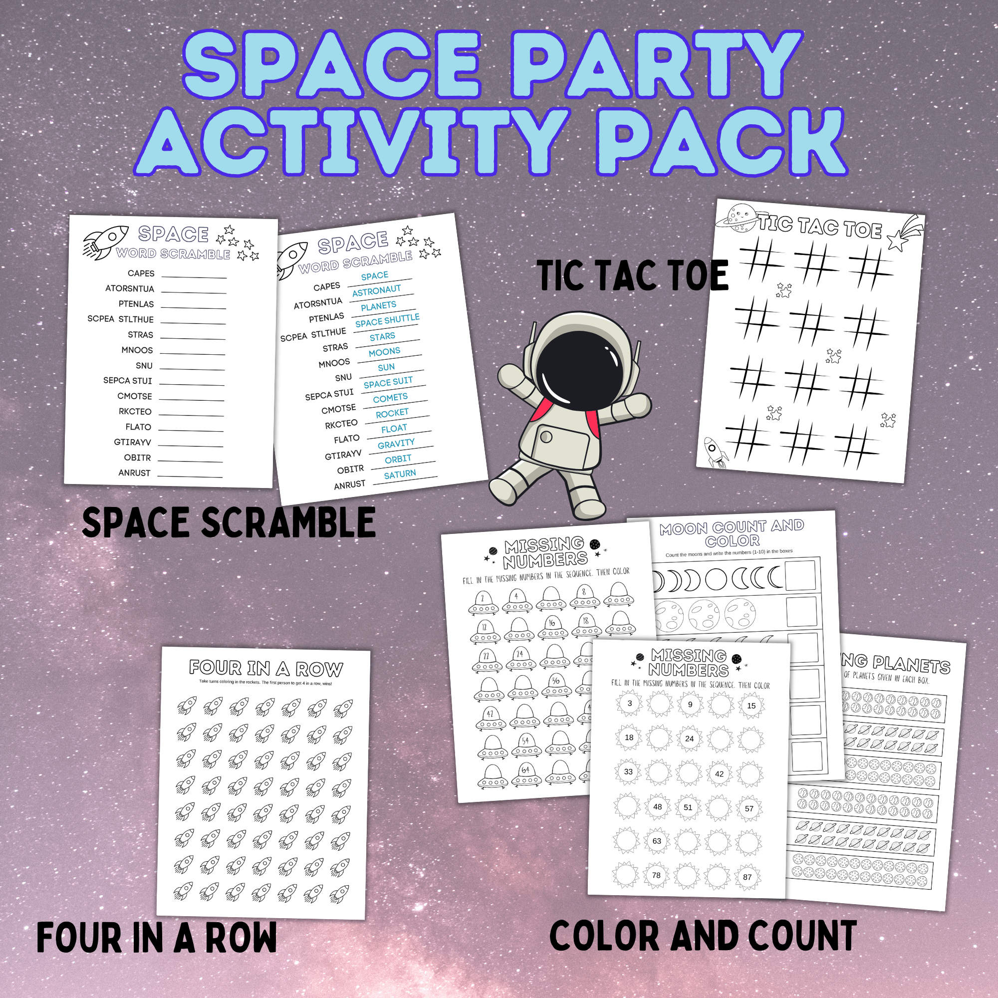 Space Party Activity Pack | Space Activity | Space Craft | Space Games ...