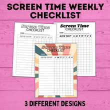 Load image into Gallery viewer, Chore Chart for Kids | Weekly Screen Time Chart | Weekly Checklist for Kids | Earn Screen Time Chore Chart | Technology Chart | Kids Chart
