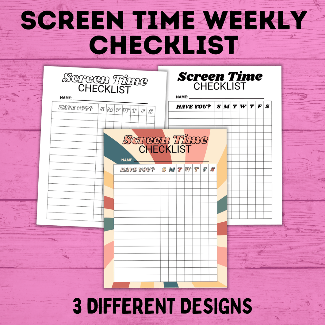 Chore Chart for Kids | Weekly Screen Time Chart | Weekly Checklist for Kids | Earn Screen Time Chore Chart | Technology Chart | Kids Chart