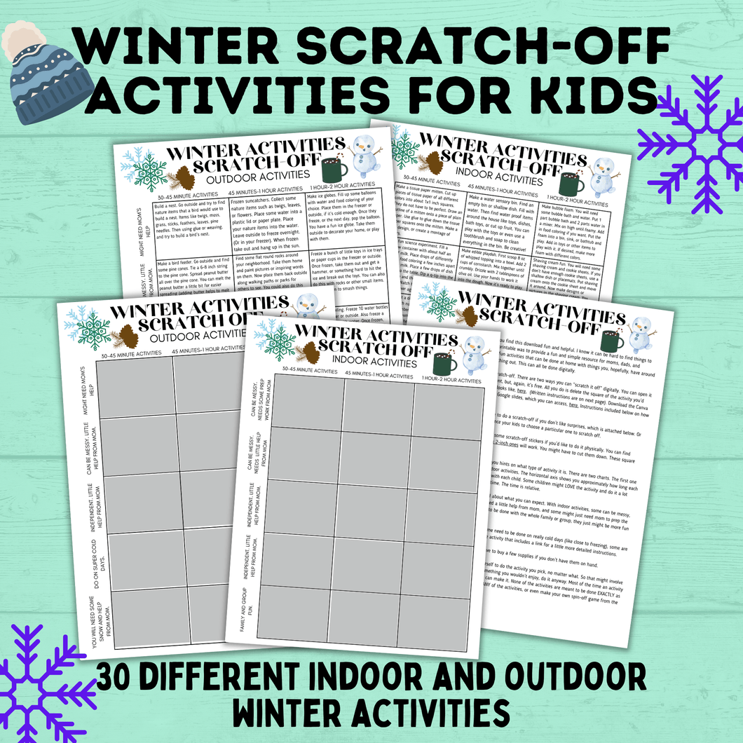 Winter Activities for Kids | Winter Scratch-Off Activities for Kids | Kid's Scratch-off | Kids Activities | Indoor Activities | Kids