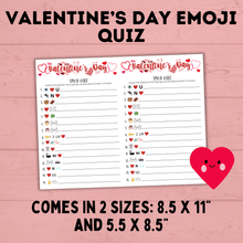 Load image into Gallery viewer, Valentine&#39;s Day Emoji Quiz | Valentine&#39;s Day Games | Valentine&#39;s Day Picture Quiz | Valentine&#39;s Day Printables | Classroom Games | Kids
